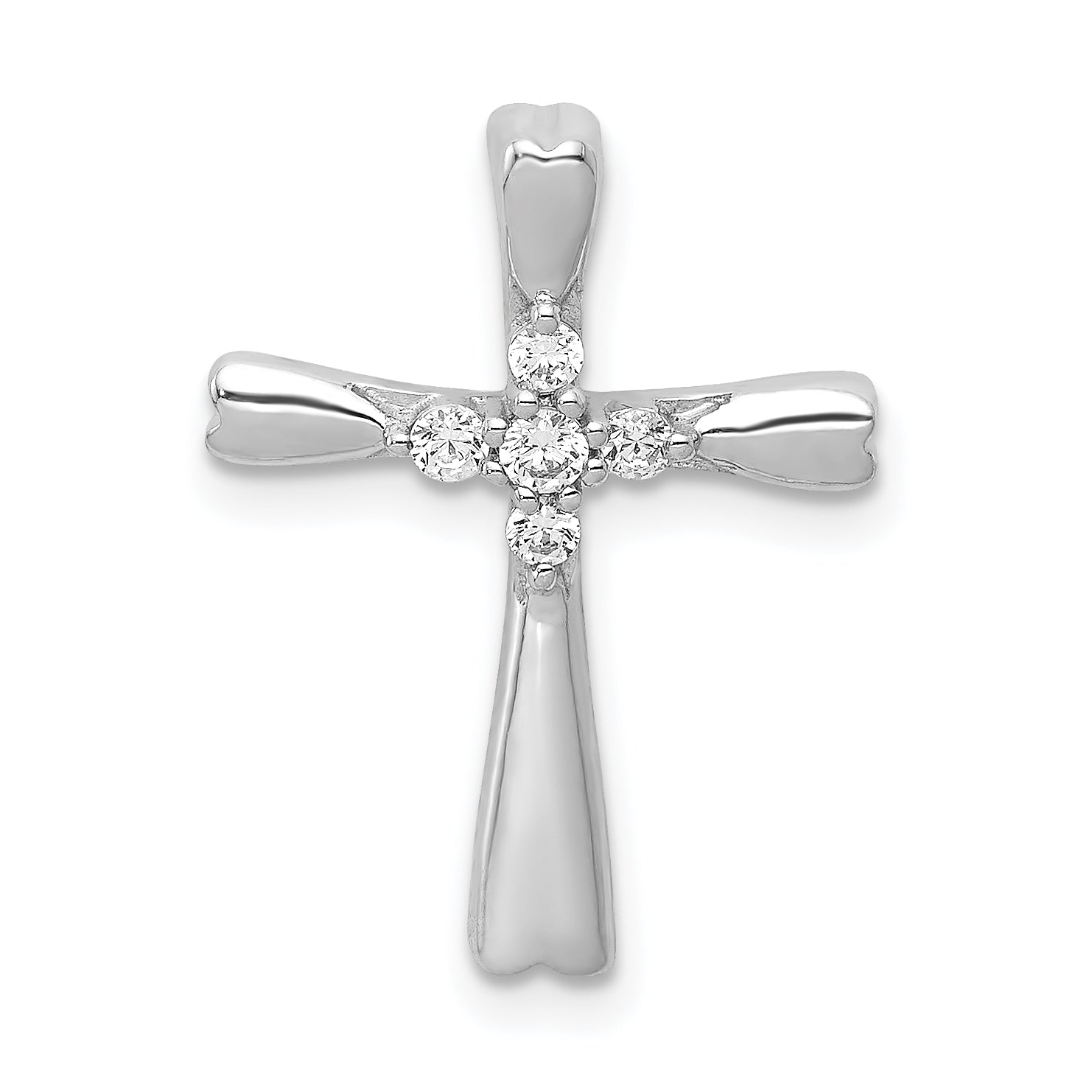 14k White Gold 1/10 carat Lab Grown Diamond VS/SI+ G+ Complete Cross Chain Slide Pendant