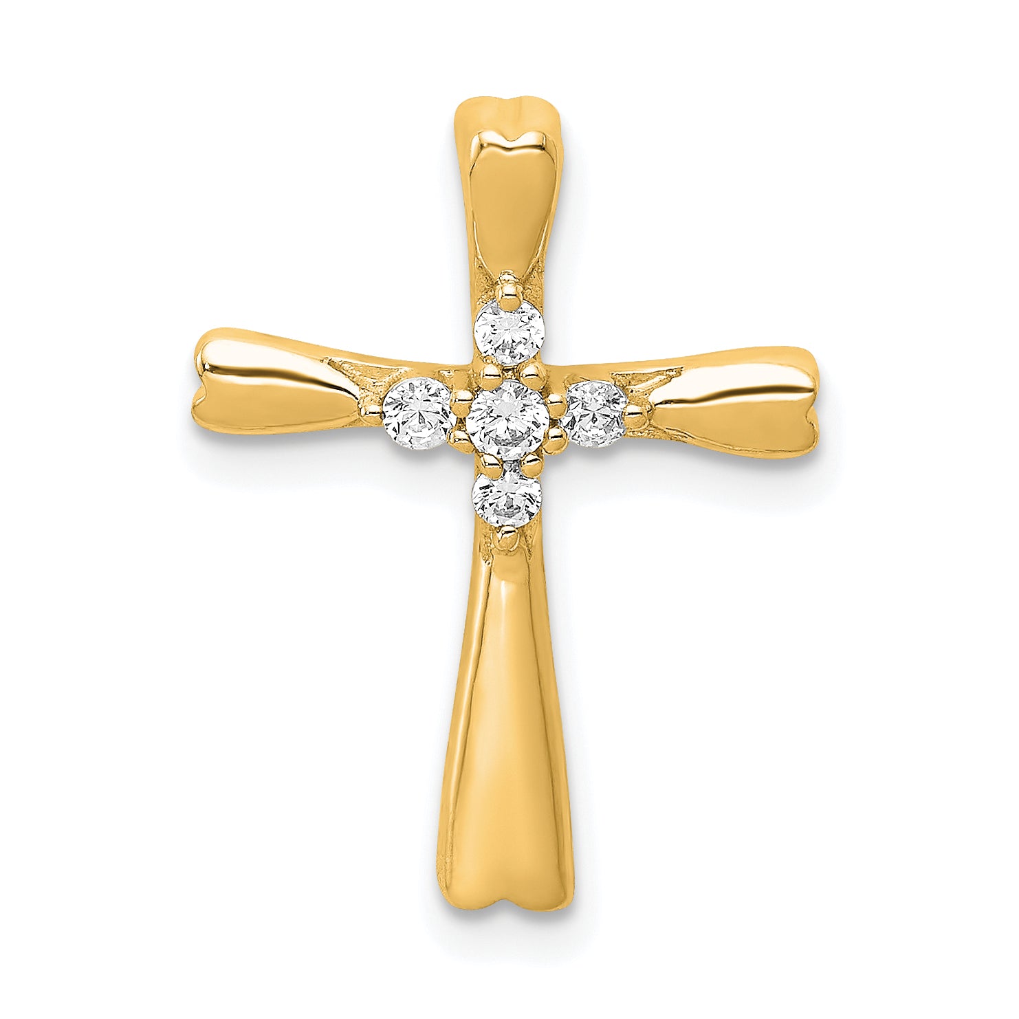 14k 1/10 carat Lab Grown Diamond VS/SI+ G+ Complete Cross Chain Slide Pendant