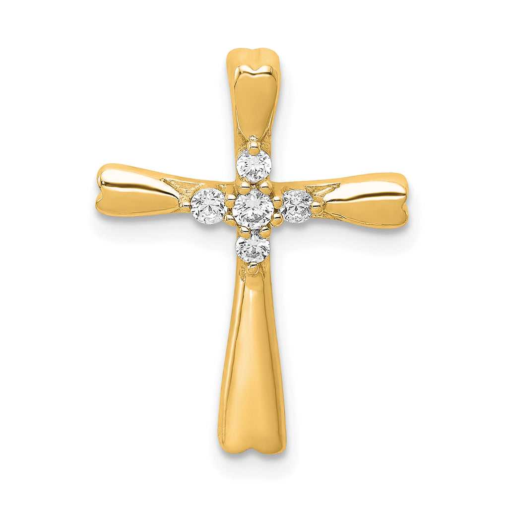 14k 1/10 carat Lab Grown Diamond VS/SI+ G+ Complete Cross Chain Slide Pendant