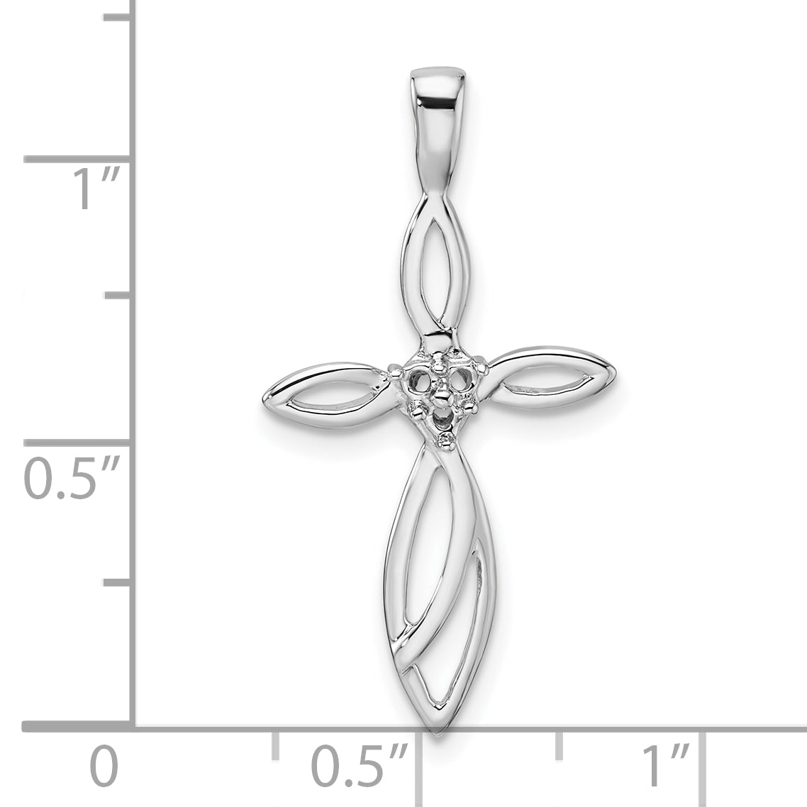 10K White Gold Cross Pendant Mounting (No Stone Included)