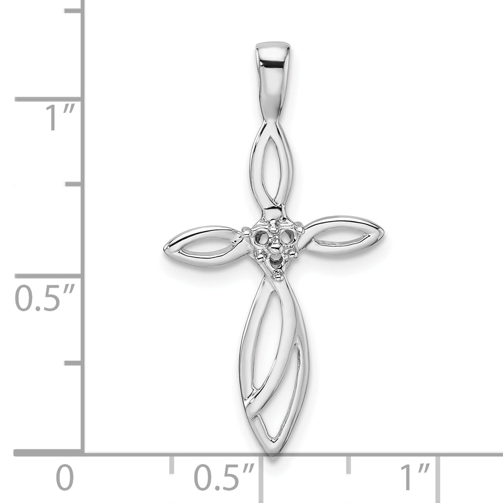 10K White Gold Cross Pendant Mounting (No Stone Included)