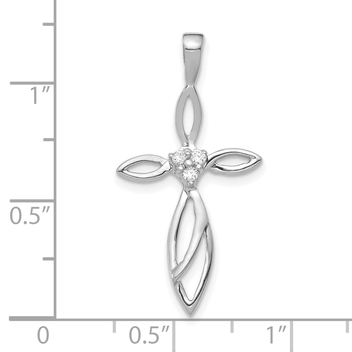 10K White Gold AA Diamond Cross Pendant Secondary image