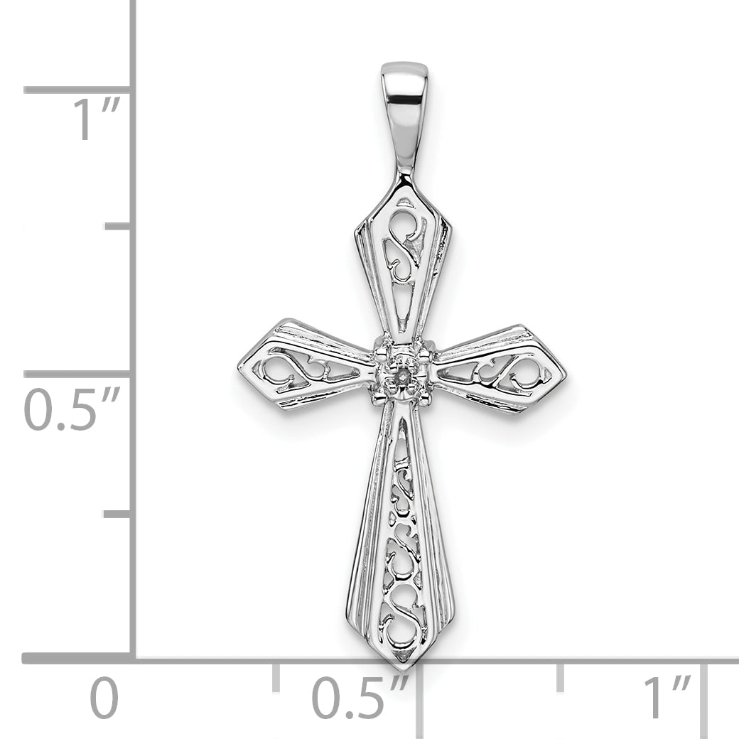 10K White Gold Cross Pendant Mounting (No Stone Included)