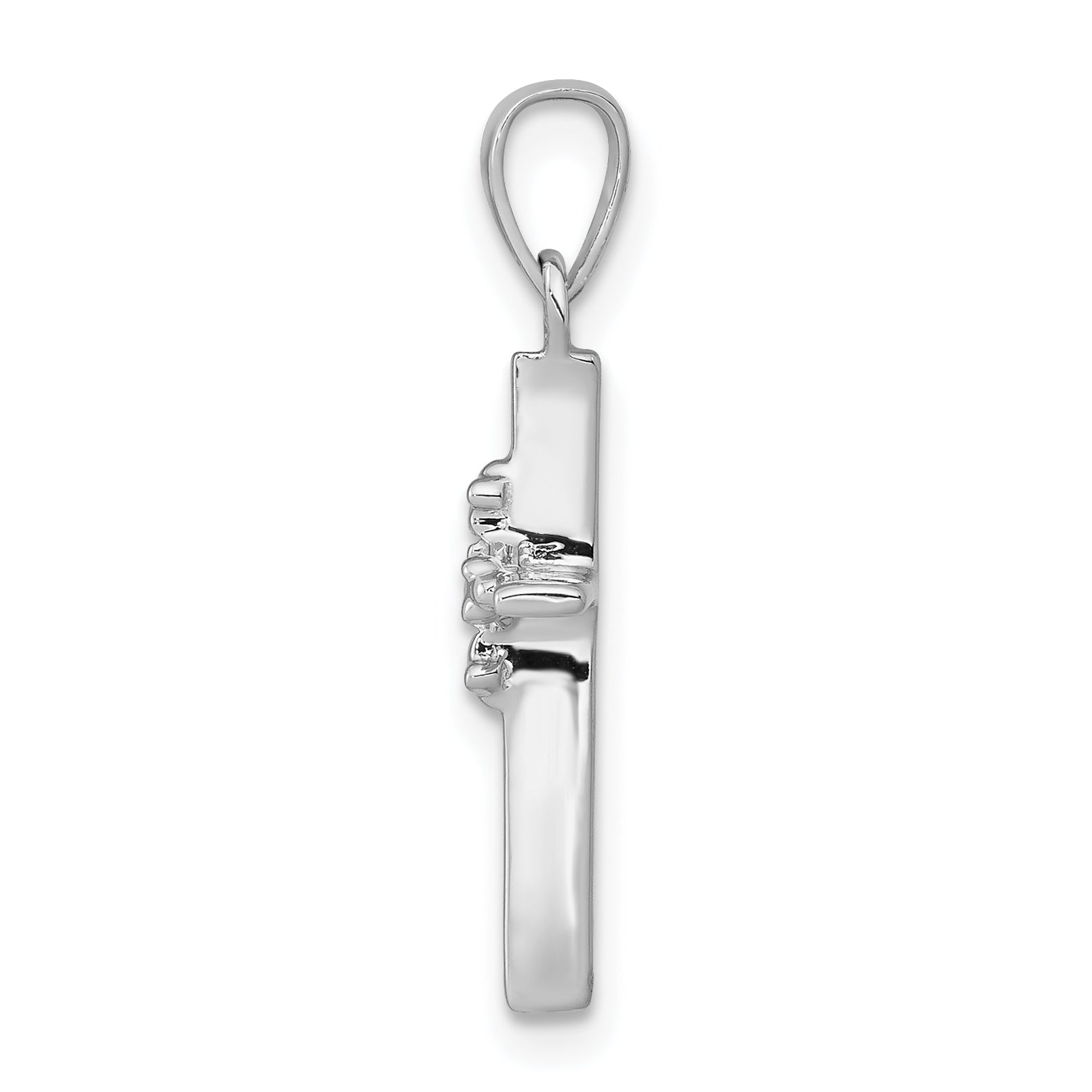 10K White Gold .01ct. Diamond Polished Budded Cross Pendant Secondary image