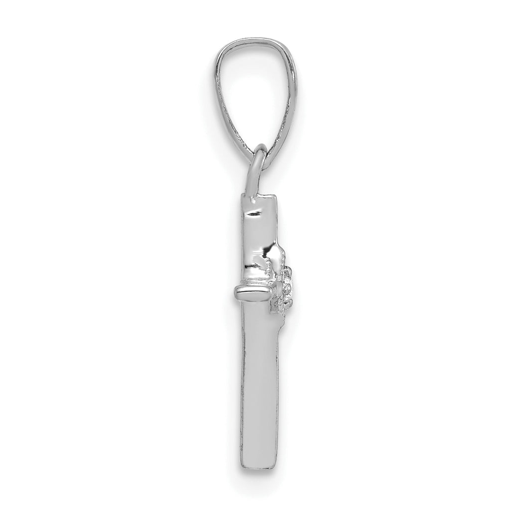10K White Gold Small .01ct. Diamond Cross Pendant