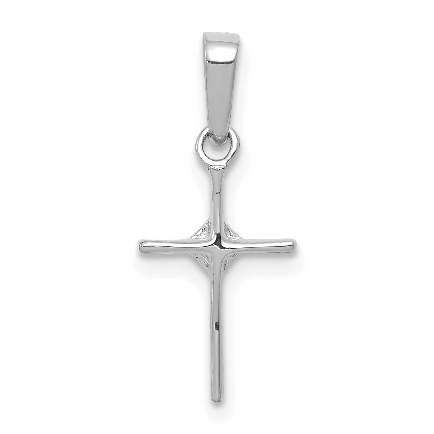 10K White Gold Small .01ct. Diamond Cross Pendant