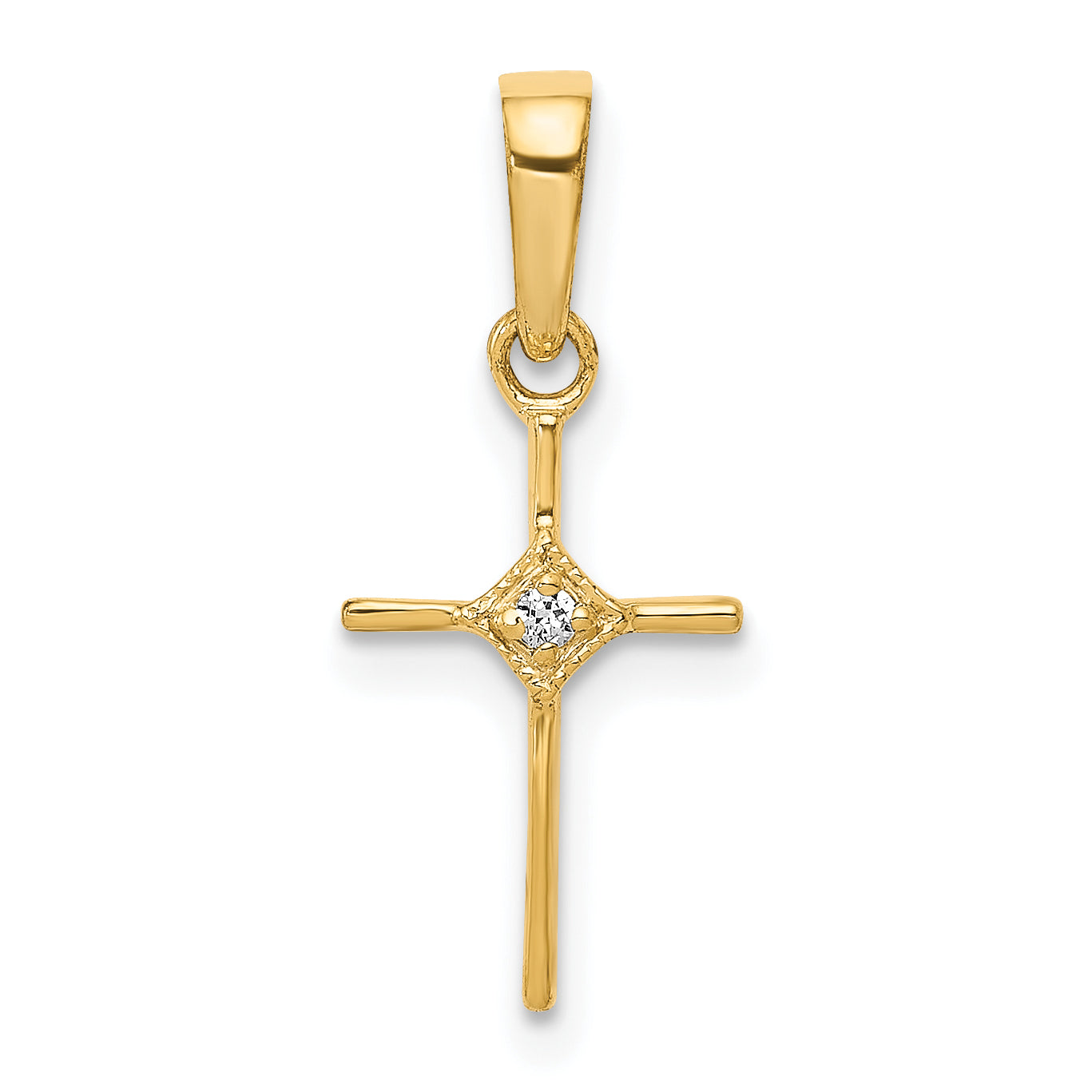 10K Small .01ct. Diamond Cross Pendant Main image