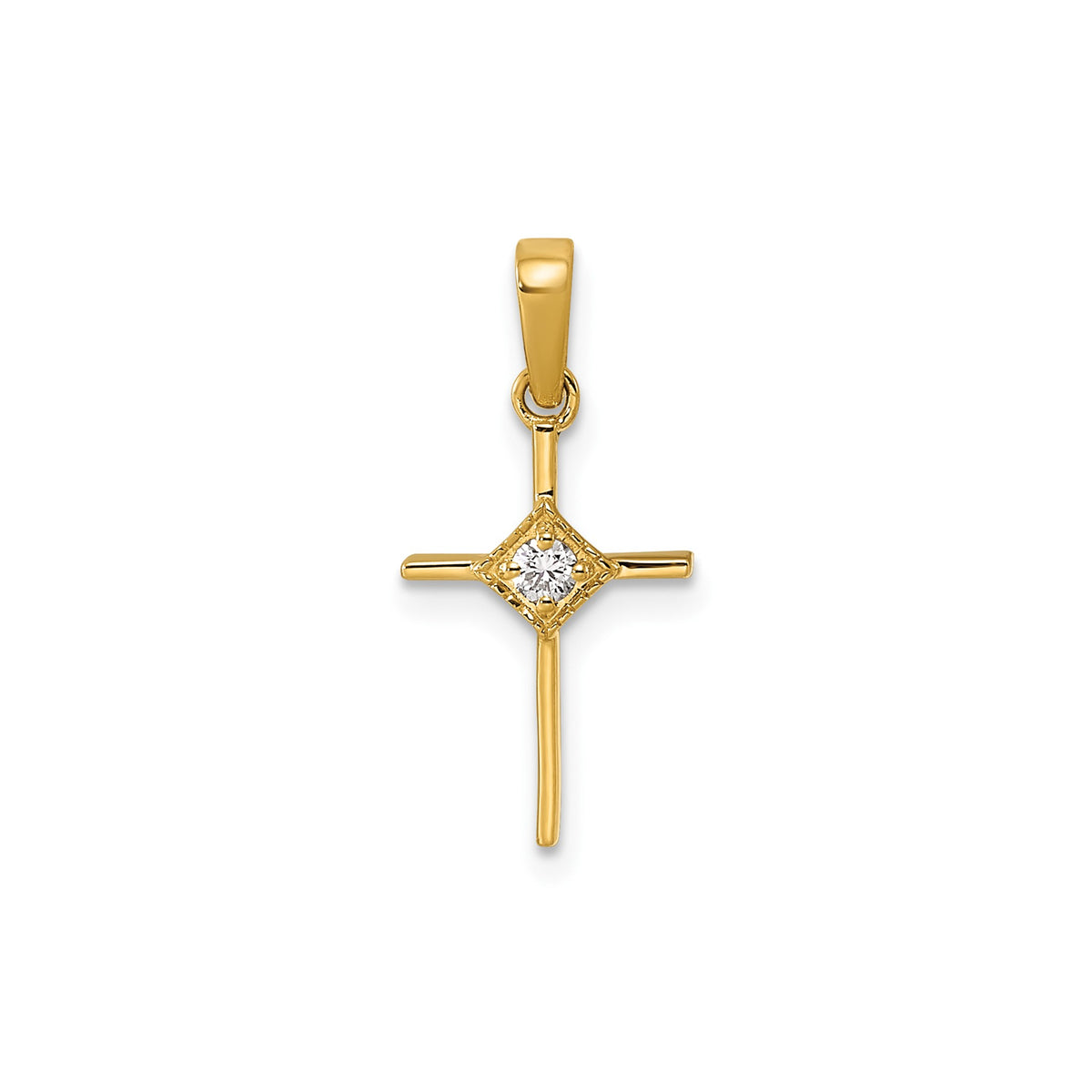 Diamond Cross Pendant in 14K Yellow Gold (1/20 ct. tw.) - Sophia Jewelers