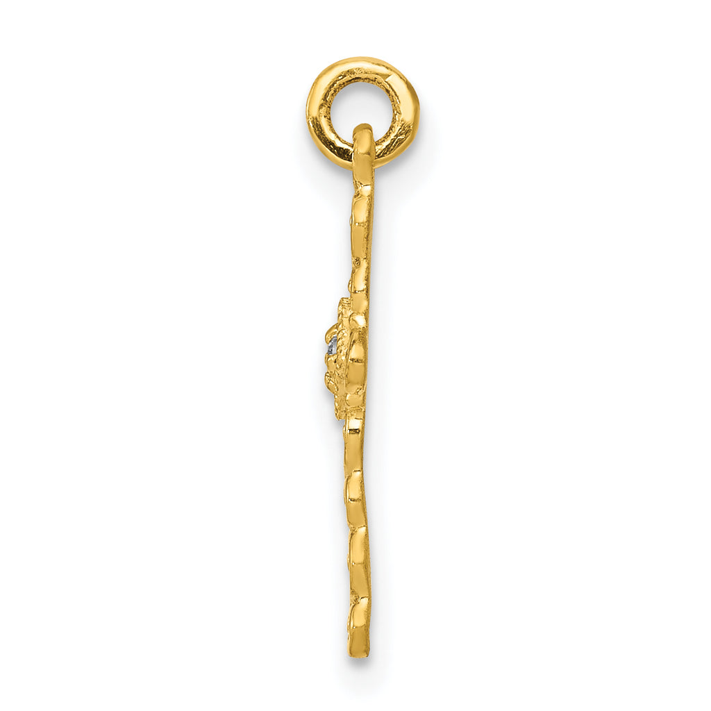10K Small .01ct. Diamond Cross Charm