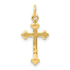 10K Small Diamond Budded Cross Pendant