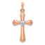 10K Two-Tone Diamond Polished Hollow Latin Heart Cross Pendant