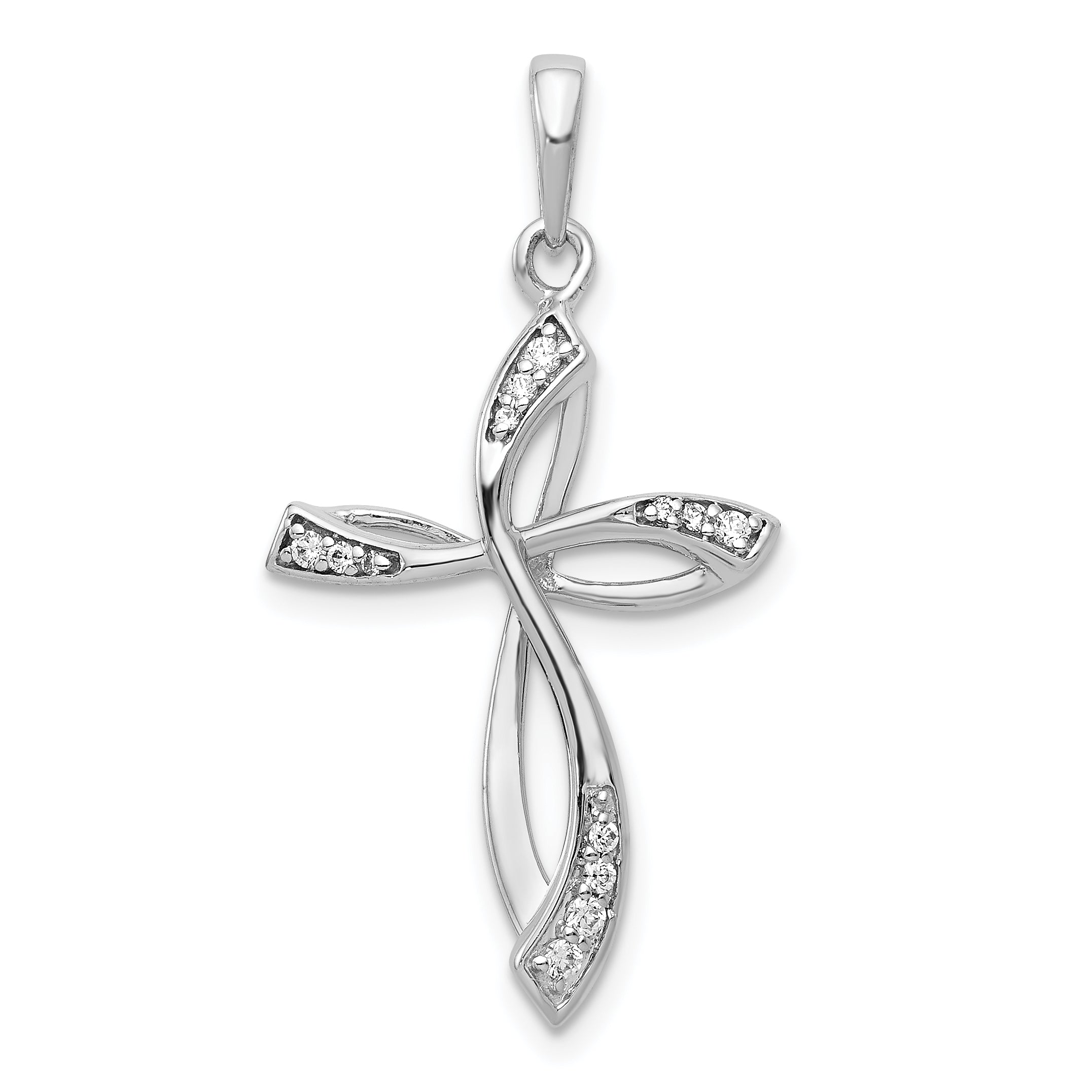 14k White Gold 1/15 carat Lab Grown Diamond VS/SI+ G+ Complete Cross Pendant Main image