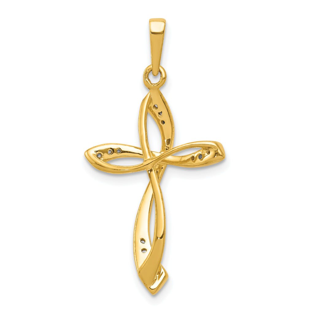 14k 1/15 carat Lab Grown Diamond VS/SI+ G+ Complete Cross Pendant