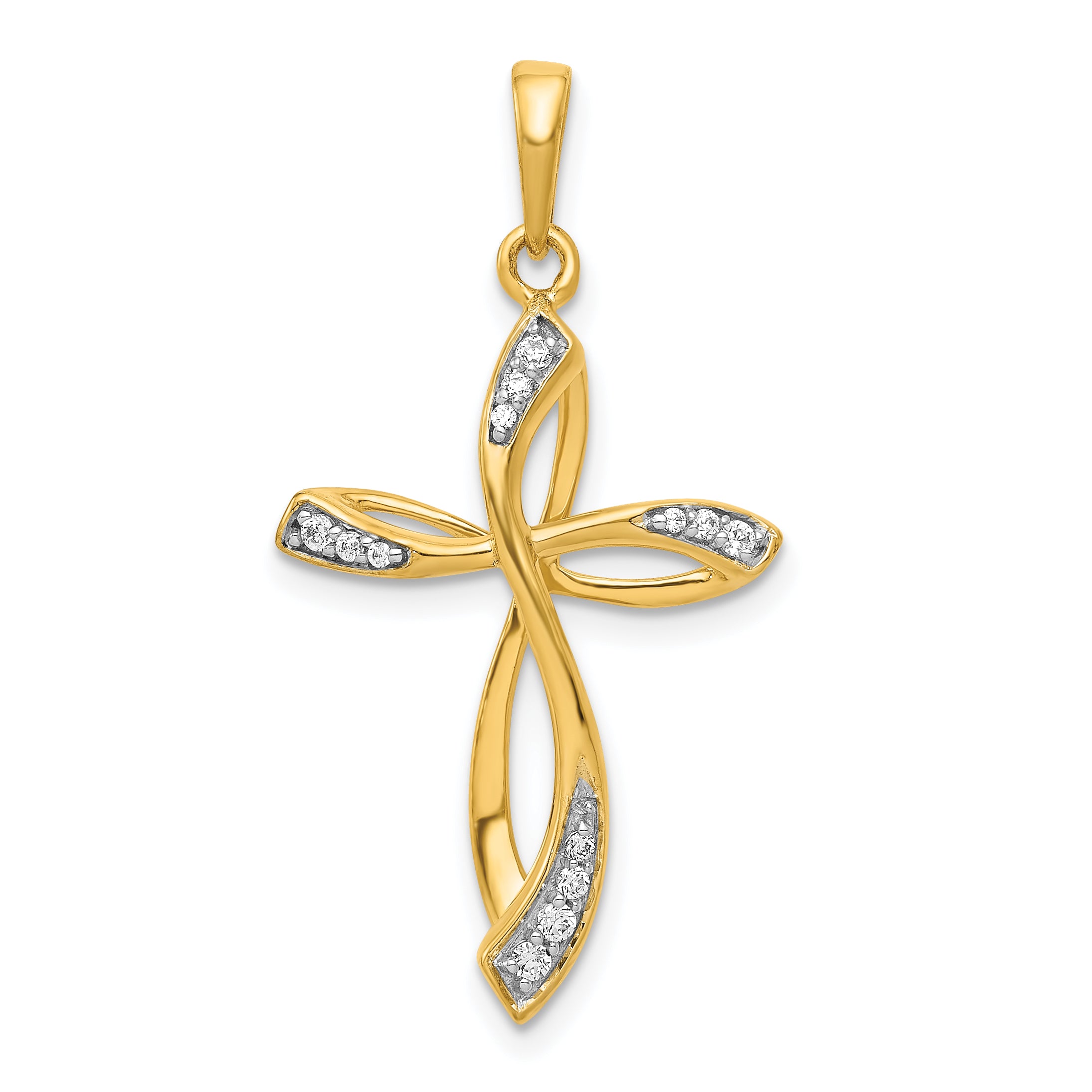 14k 1/15 carat Lab Grown Diamond VS/SI+ G+ Complete Cross Pendant Main image