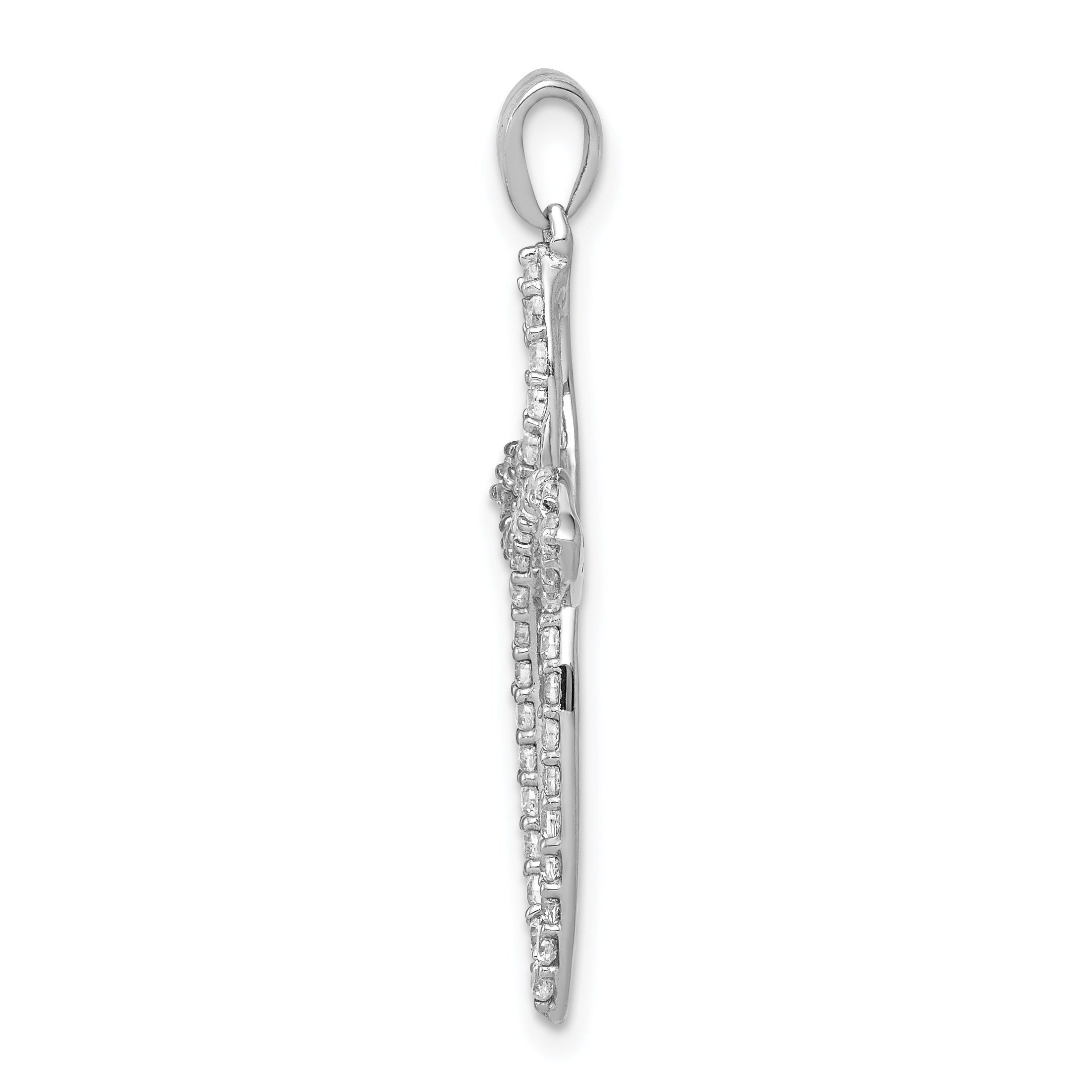 14k White Gold 1/2 carat Lab Grown Diamond VS/SI+ G+ Complete Cross Pendant Secondary image
