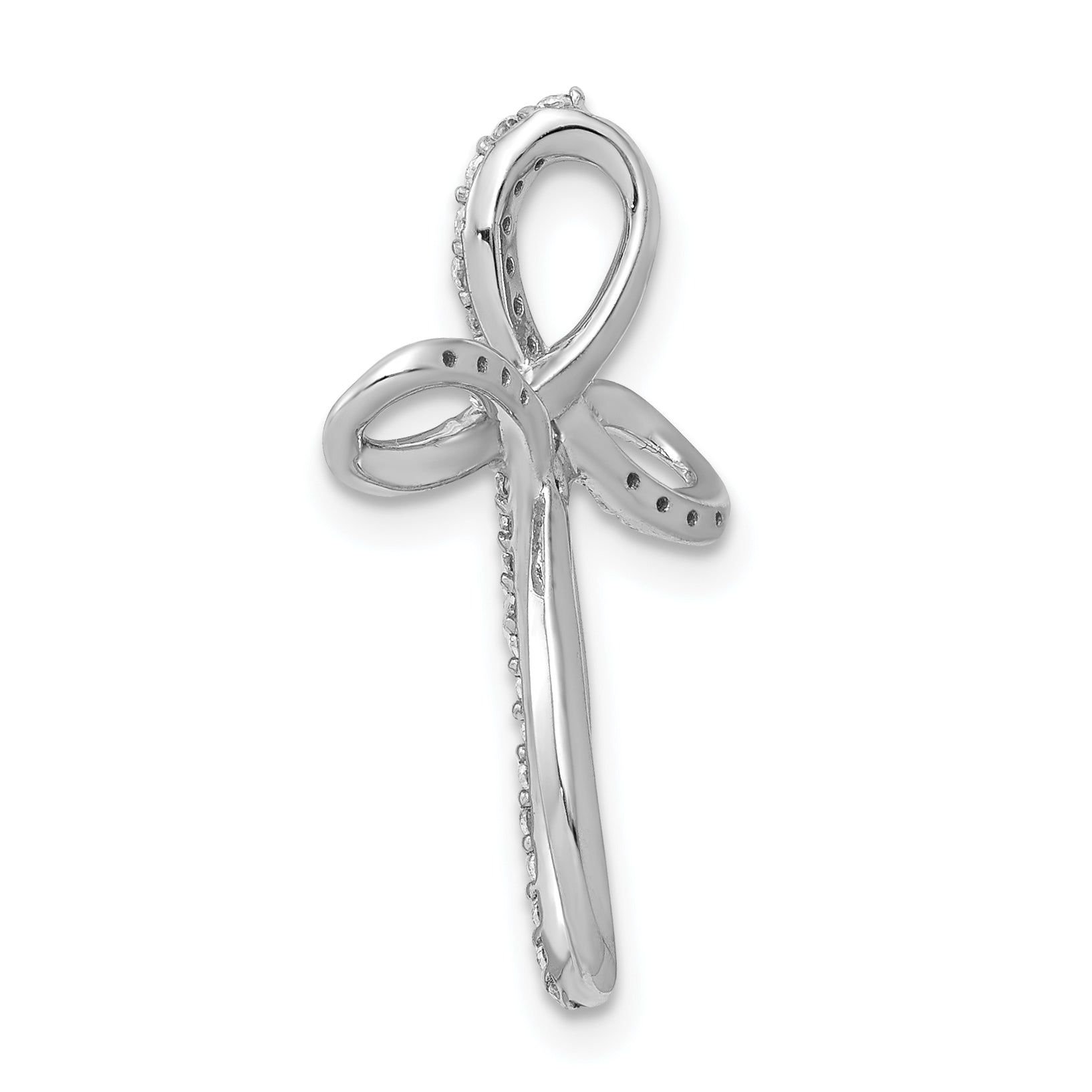 10K White Gold 1/6ct. Diamond Cross Chain Slide Secondary image