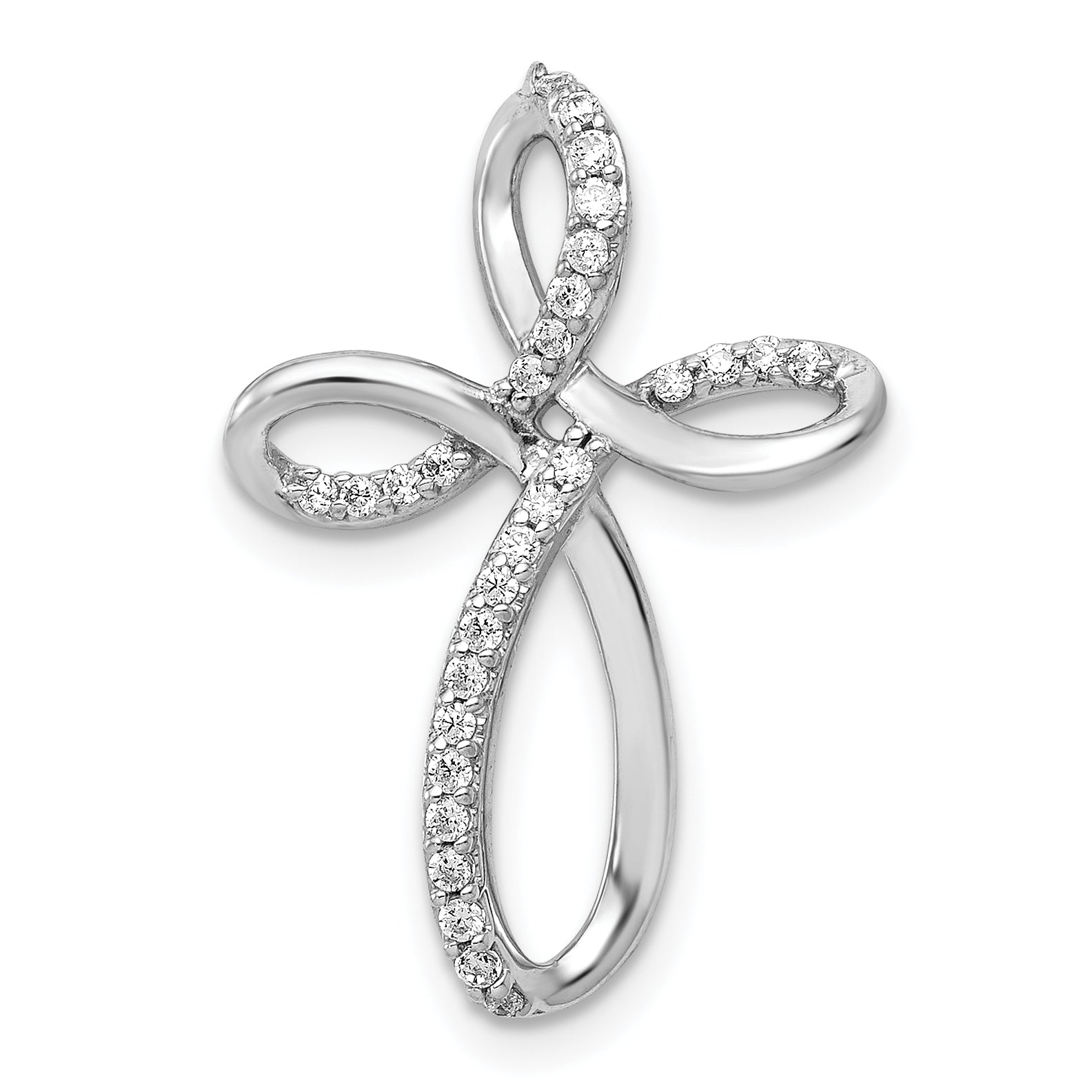10K White Gold 1/6ct. Diamond Cross Chain Slide Main image