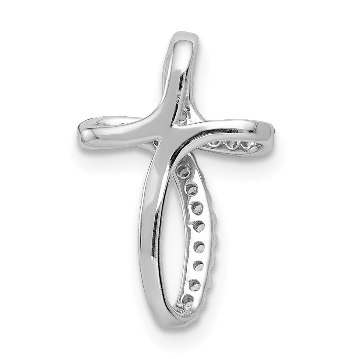 Diamond Cross Slide Pendant in 10K White Gold, 16mm (1/15 ct. tw.) - Sophia Jewelers