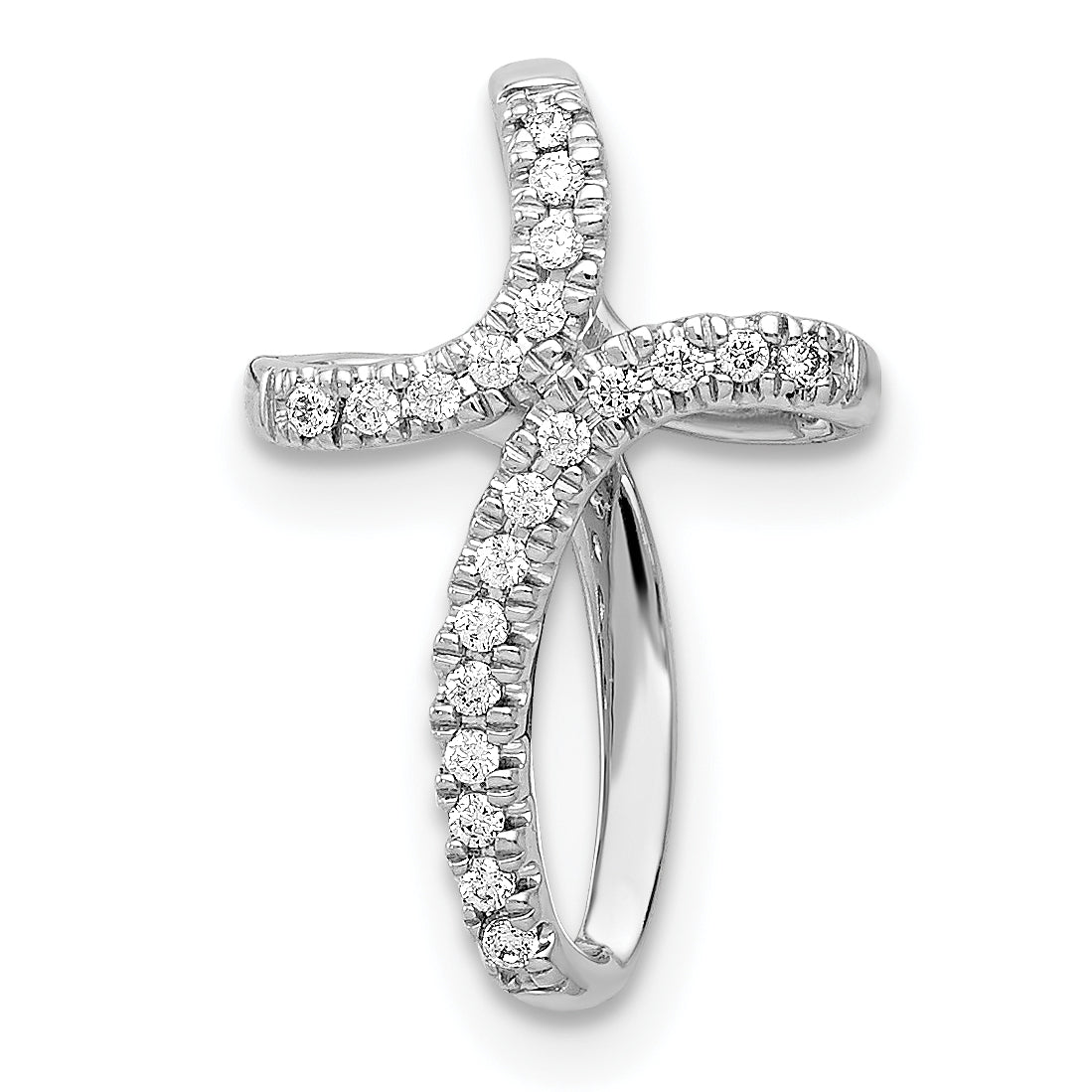 Diamond Cross Slide Pendant in 10K White Gold, 16mm (1/15 ct. tw.) - Sophia Jewelers