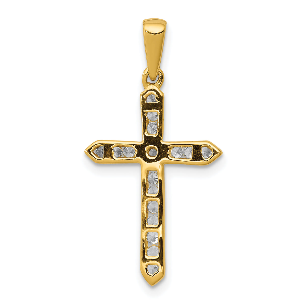 Lab-Grown Diamond Cross Pendant in 14K Yellow Gold, 28mm (1/4 ct. tw.) - Sophia Jewelers
