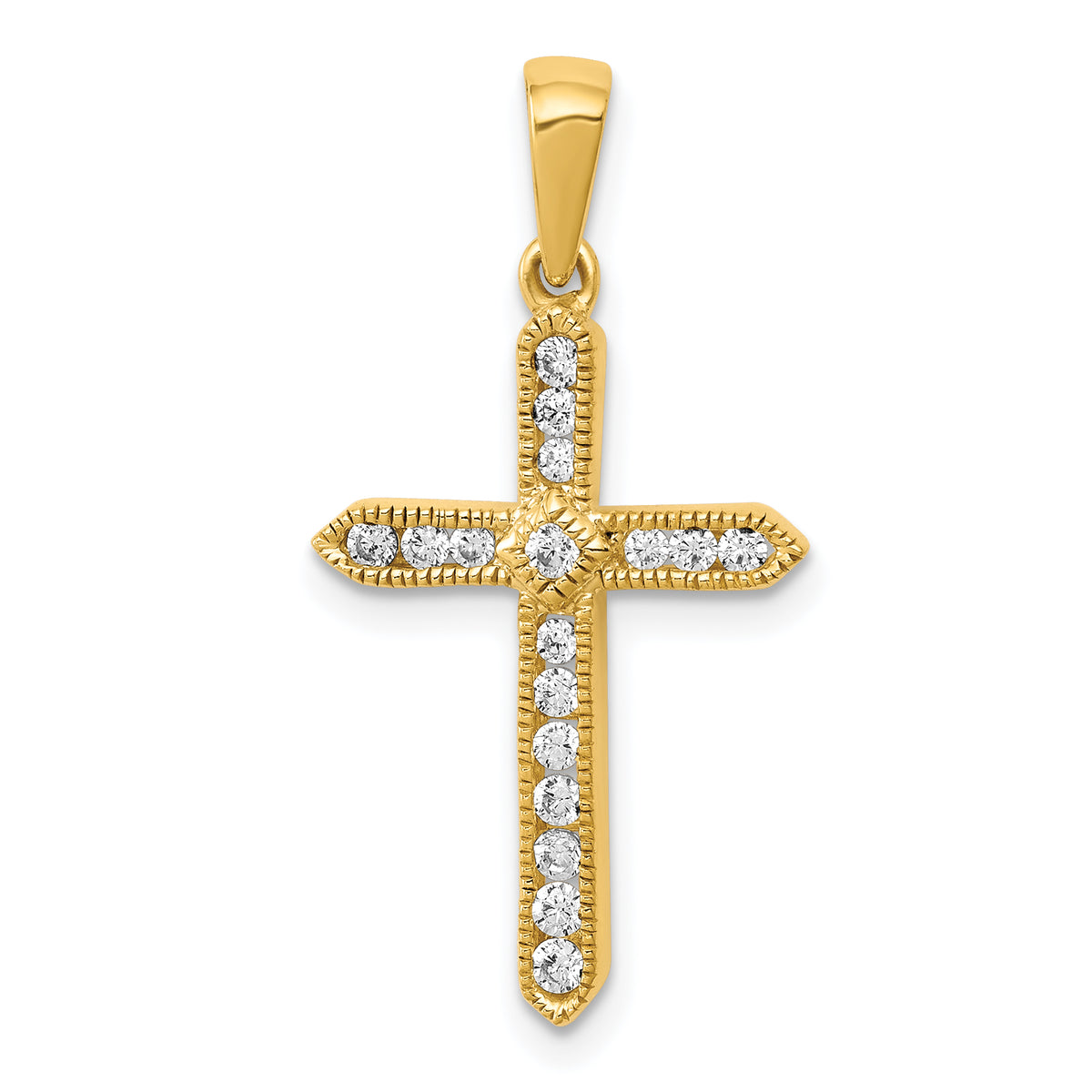14k 1/4 carat Lab Grown Diamond VS/SI+ G+ Complete Cross Pendant Main image