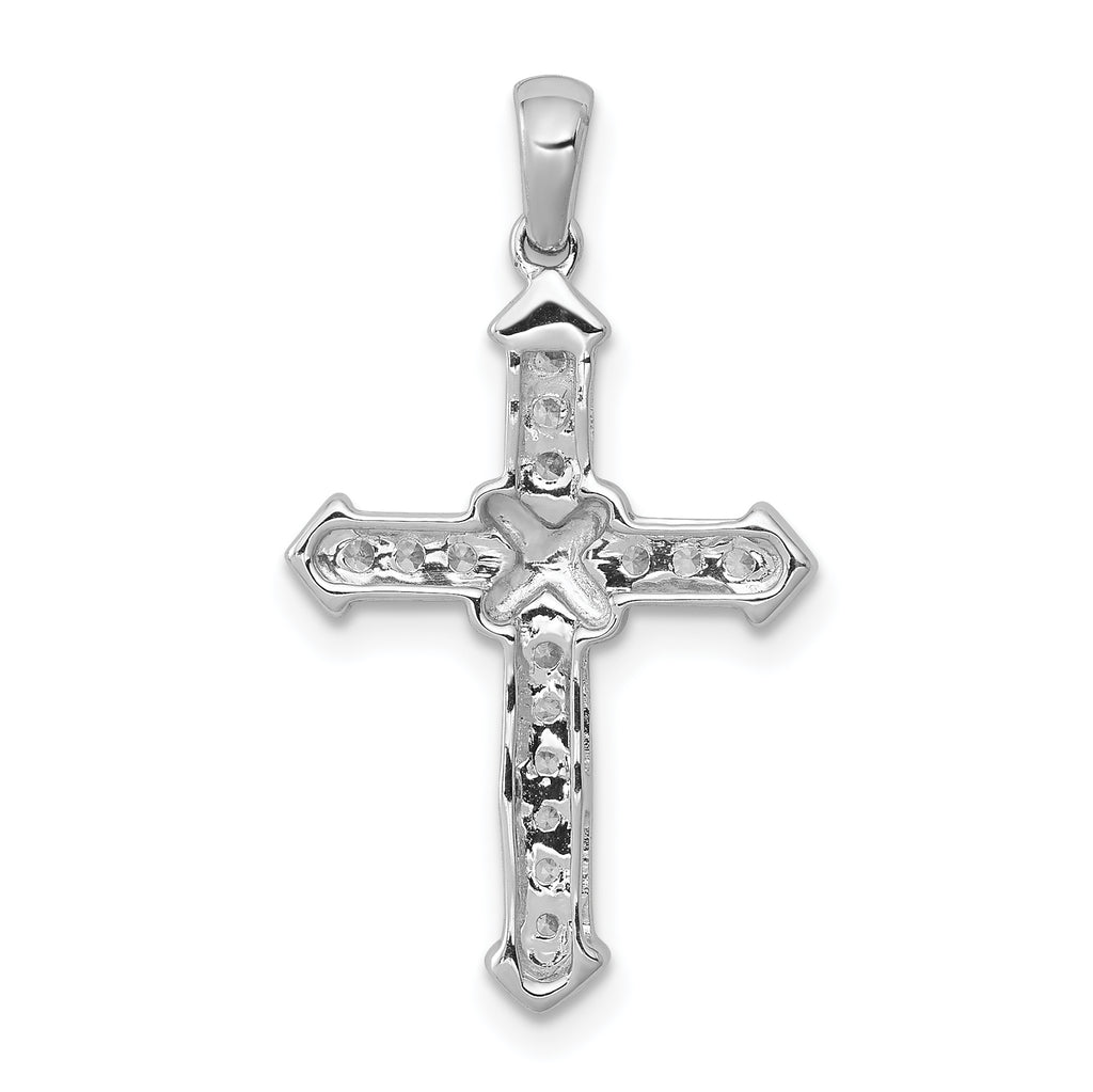 Cross Pendant in 14K White Gold with Lab-Grown Diamonds, 27mm (1/6 ct. tw.) - Sophia Jewelers