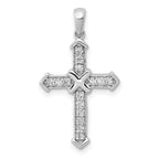 Cross Pendant in 14K White Gold with Lab-Grown Diamonds, 27mm (1/6 ct. tw.) - Sophia Jewelers