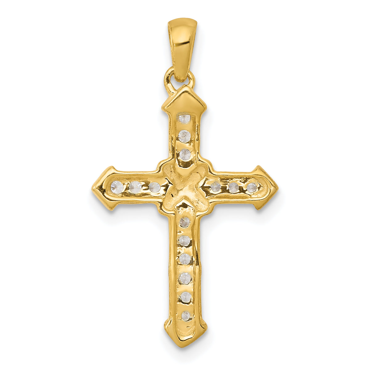 Cross Pendant in 14K Yellow Gold with Lab-Grown Diamonds, 27mm (1/6 ct. tw.) - Sophia Jewelers