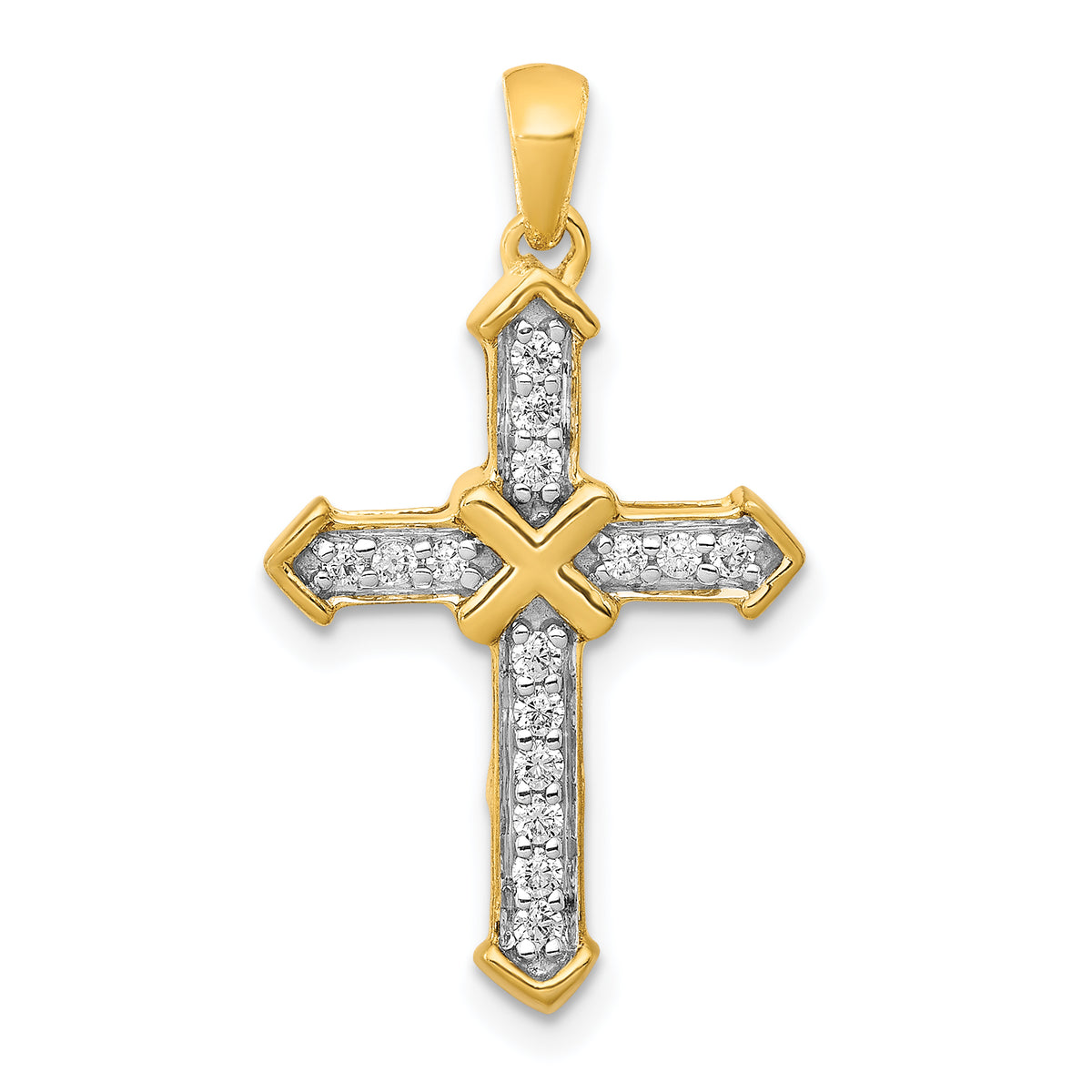 14k 1/6 carat Lab Grown Diamond VS/SI+ G+ Complete Cross Pendant Main image