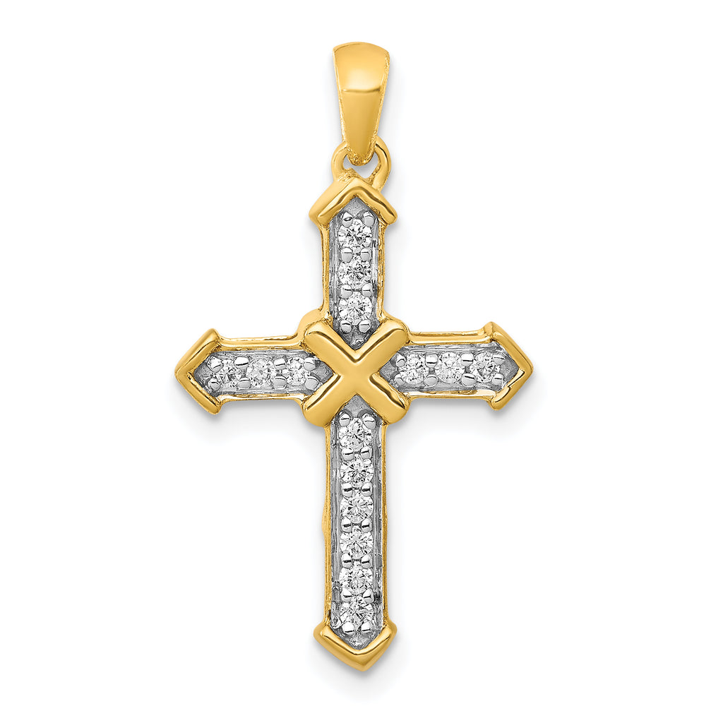 Cross Pendant in 14K Yellow Gold with Lab-Grown Diamonds, 27mm (1/6 ct. tw.) - Sophia Jewelers