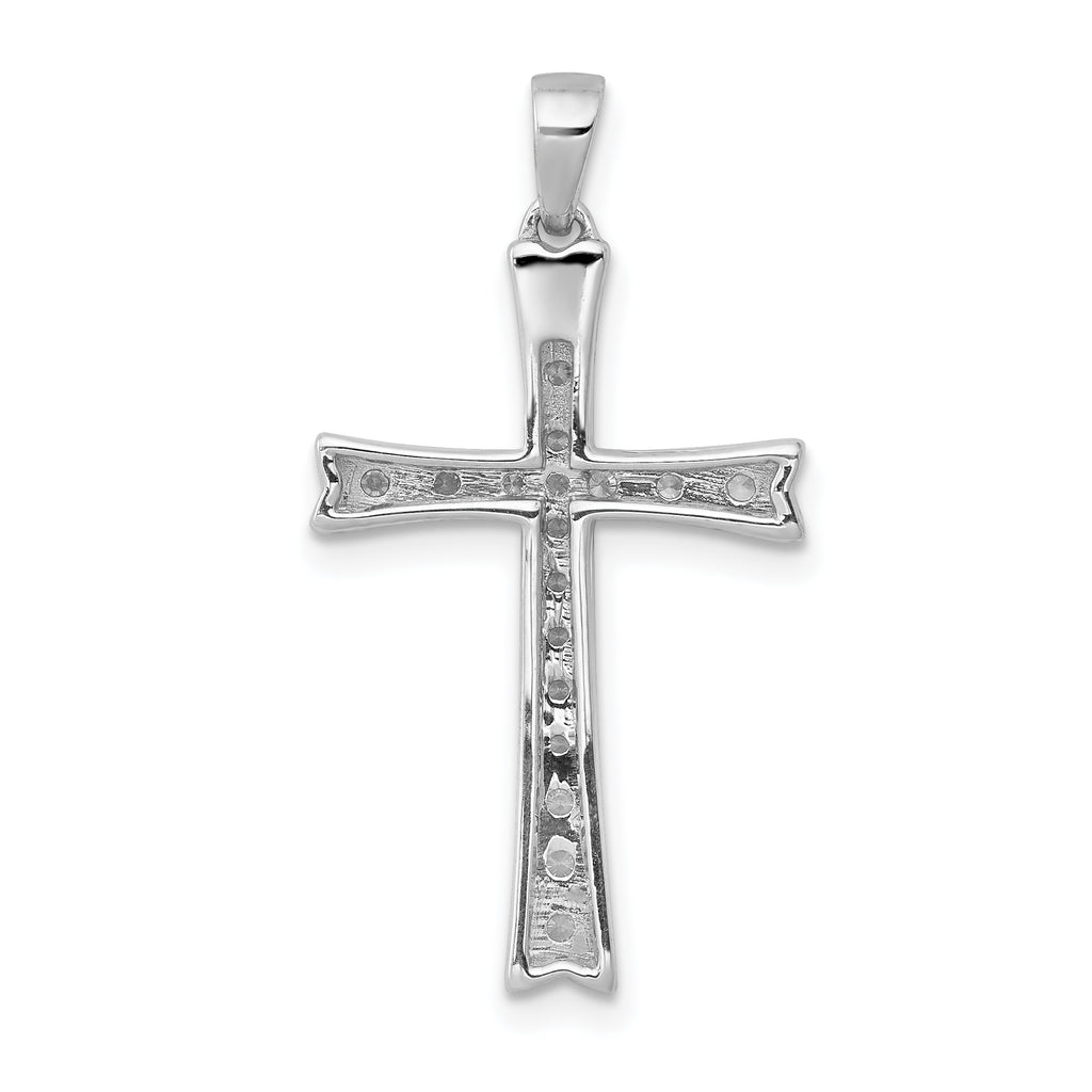 Diamond Cross Pendant in 10K White Gold, 15mm (1/5 ct. tw.) - Sophia Jewelers