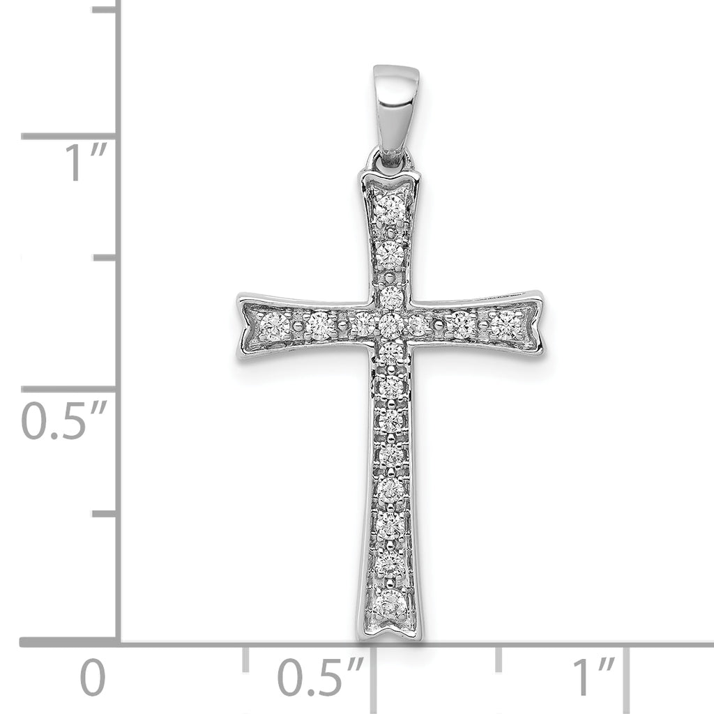 Diamond Cross Pendant in 10K White Gold, 15mm (1/5 ct. tw.) - Sophia Jewelers
