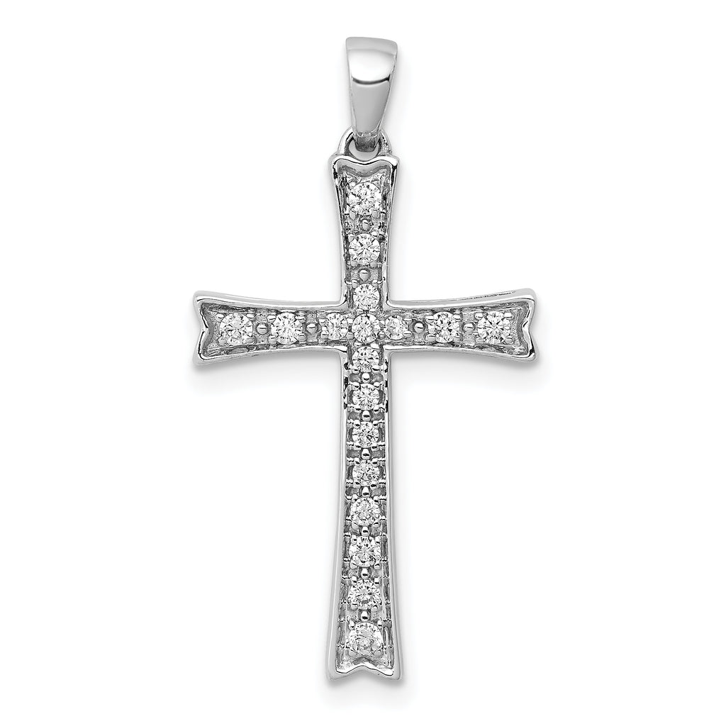 Diamond Cross Pendant in 10K White Gold, 15mm (1/5 ct. tw.) - Sophia Jewelers
