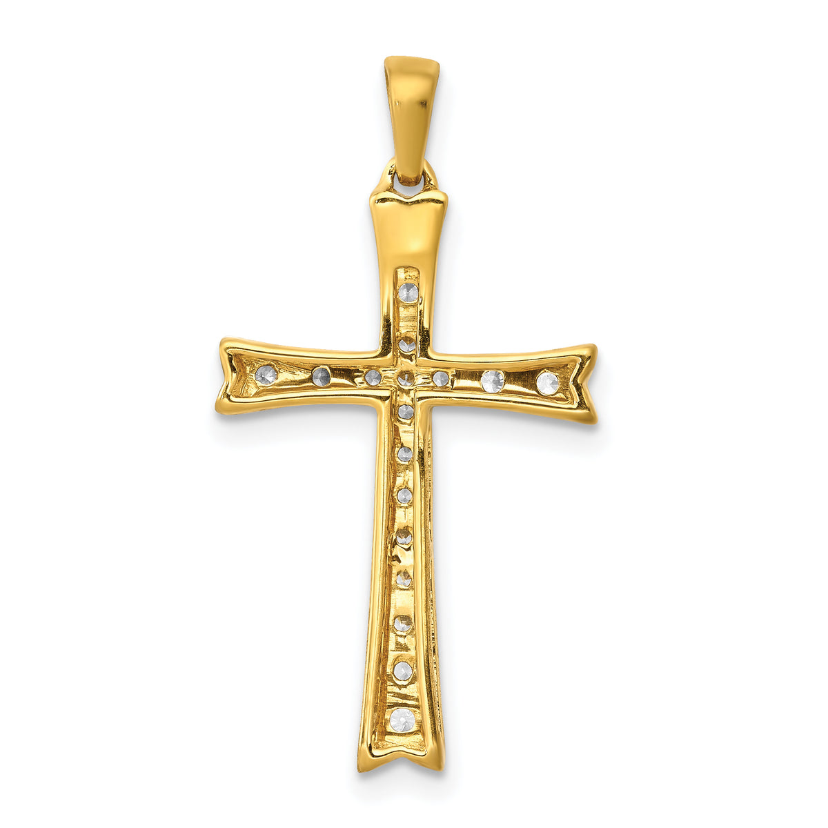 Diamond Cross Pendant in 10K Yellow Gold, 29mm (1/5 ct. tw.) - Sophia Jewelers