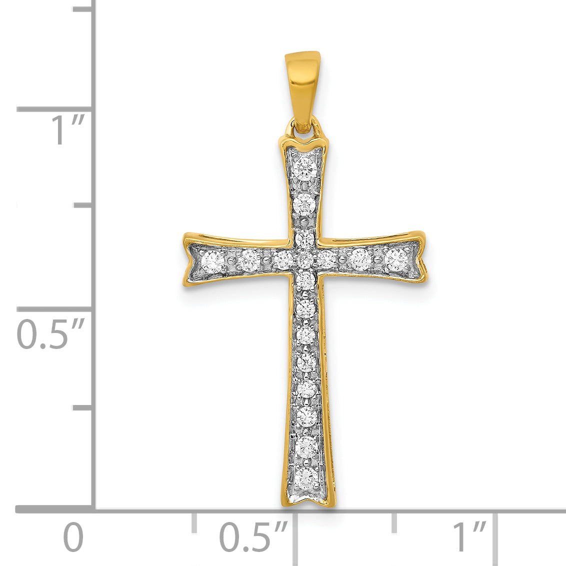 Diamond Cross Pendant in 10K Yellow Gold, 29mm (1/5 ct. tw.) - Sophia Jewelers