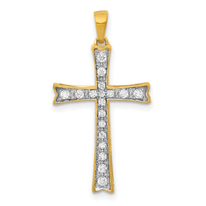 Diamond Cross Pendant in 10K Yellow Gold, 29mm (1/5 ct. tw.) - Sophia Jewelers