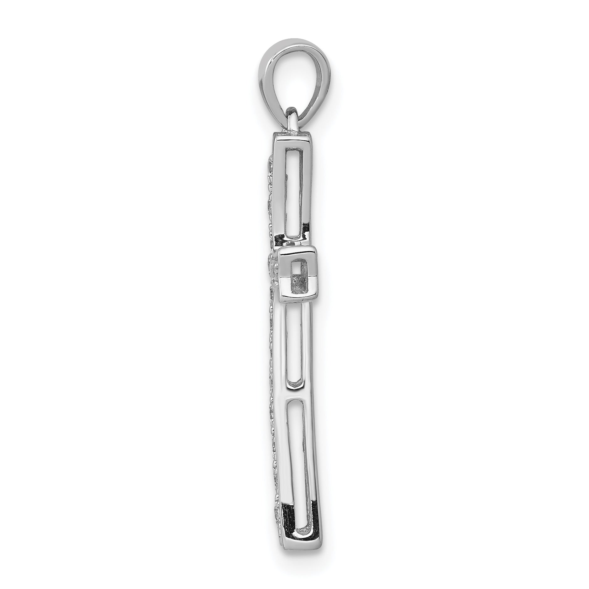 14k White Gold 1/5 carat Lab Grown Diamond VS/SI+ G+ Complete Cross Pendant Secondary image