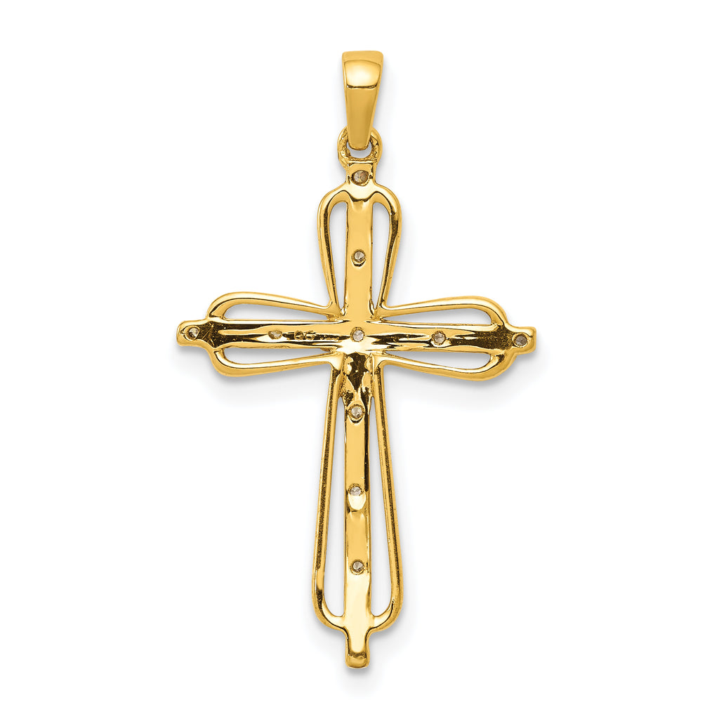 Diamond Cross Pendant in 10K Yellow Gold, 16.5mm (0.03 ct. tw.) - Sophia Jewelers