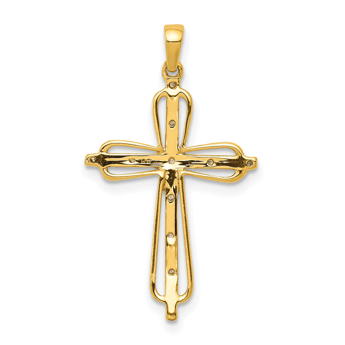 Diamond Cross Pendant in 10K Yellow Gold, 16.5mm (0.03 ct. tw.) - Sophia Jewelers