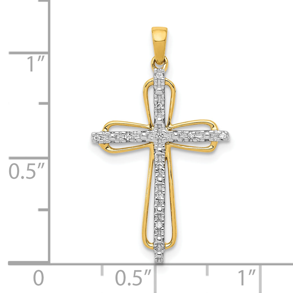 Diamond Cross Pendant in 10K Yellow Gold, 16.5mm (0.03 ct. tw.) - Sophia Jewelers