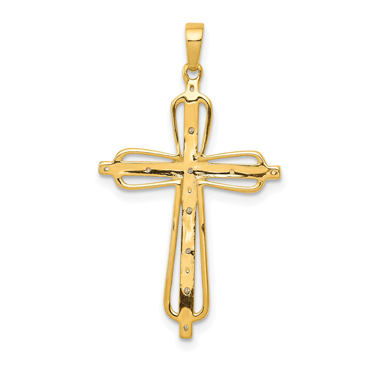 Diamond Cross Pendant in 10K Two-Tone Gold, 33mm (1/20 ct. tw.) - Sophia Jewelers