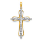 Diamond Cross Pendant in 10K Two-Tone Gold, 33mm (1/20 ct. tw.) - Sophia Jewelers