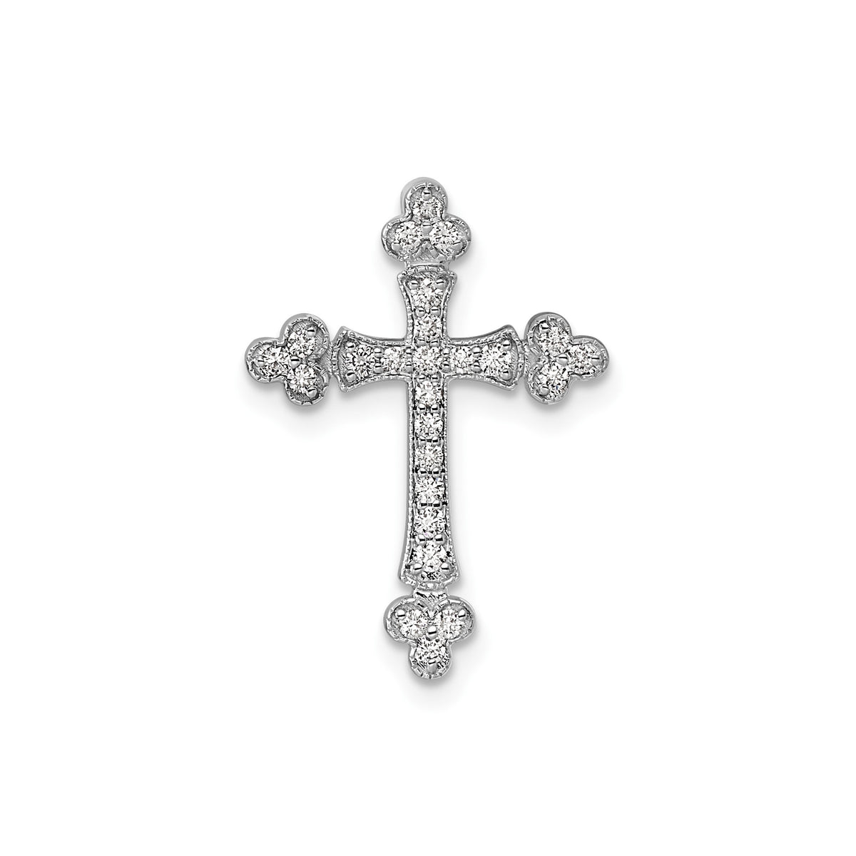 Diamond Budded Cross Chain Slide in 14K White Gold (1/5 ct. tw.) - Sophia Jewelers