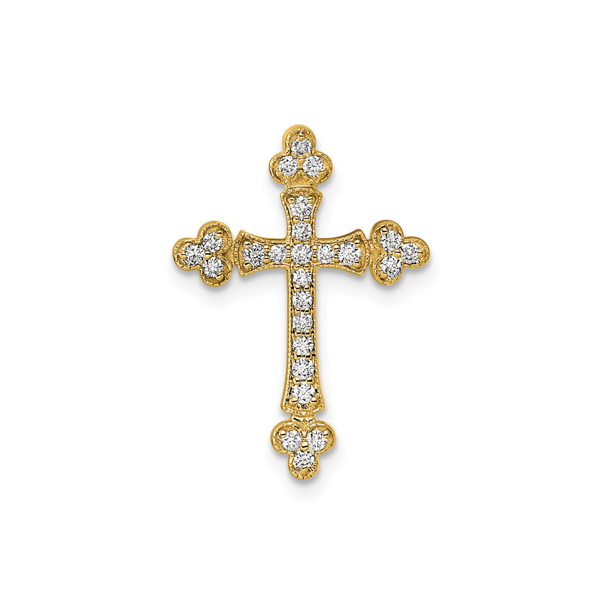 Diamond Budded Cross Chain Slide in 14K Yellow Gold (1/5 ct. tw.) - Sophia Jewelers Main image