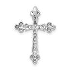 10K White Gold 1/4 carat Diamond Budded Cross Chain Slide