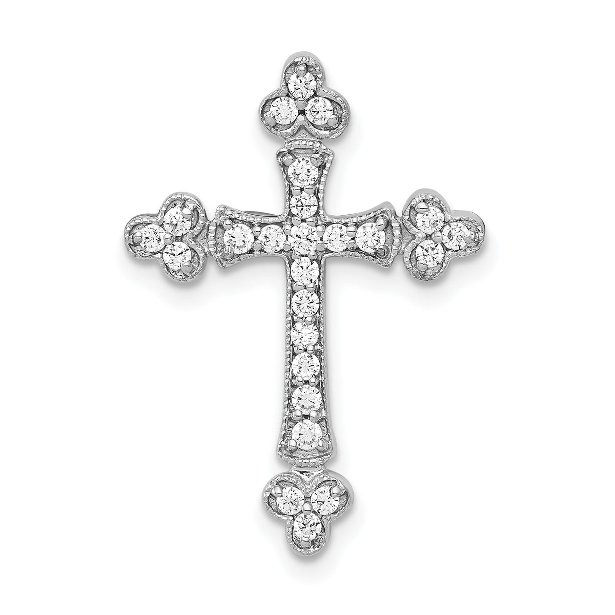 14k White Gold 1/4 carat Lab Grown Diamond VS/SI+ G+ Complete Cross Chain Slide Pendant Main image