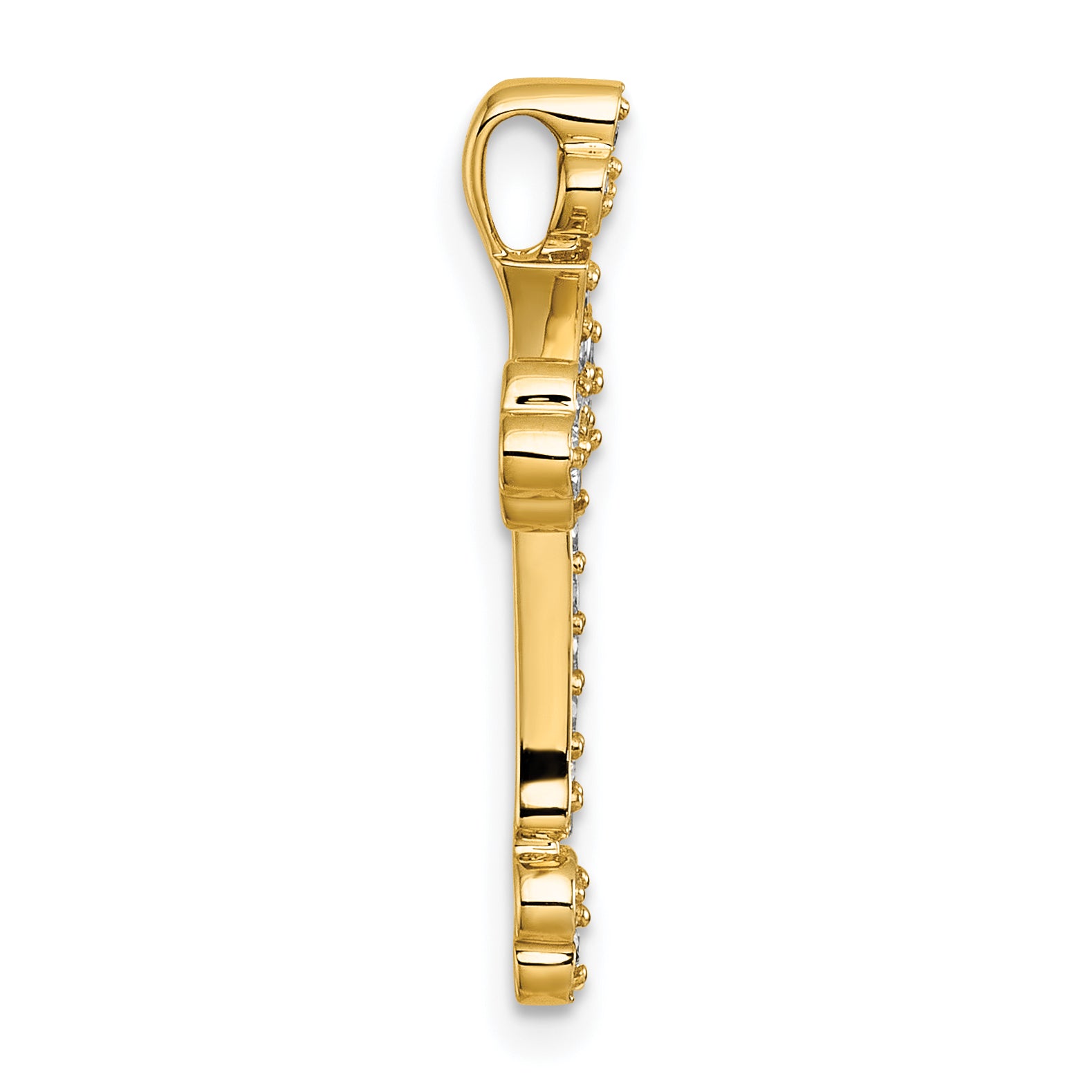 Budded Cross Diamond Slide Pendant in 14K Yellow Gold, 25mm (1/3 ct. tw.) Secondary image