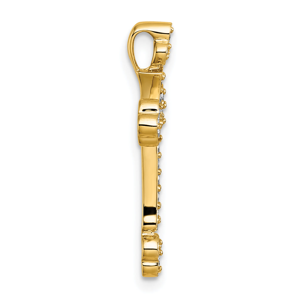 Budded Cross Diamond Slide Pendant in 14K Yellow Gold, 25mm (1/3 ct. tw.) - Sophia Jewelers