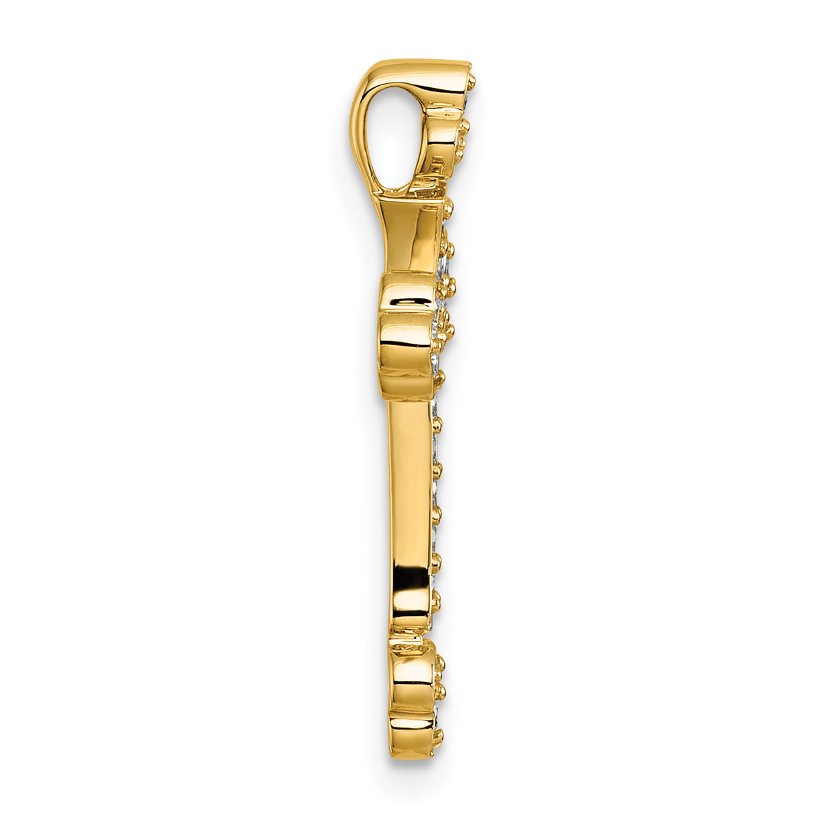 Budded Cross Diamond Slide Pendant in 14K Yellow Gold, 25mm (1/3 ct. tw.) - Sophia Jewelers