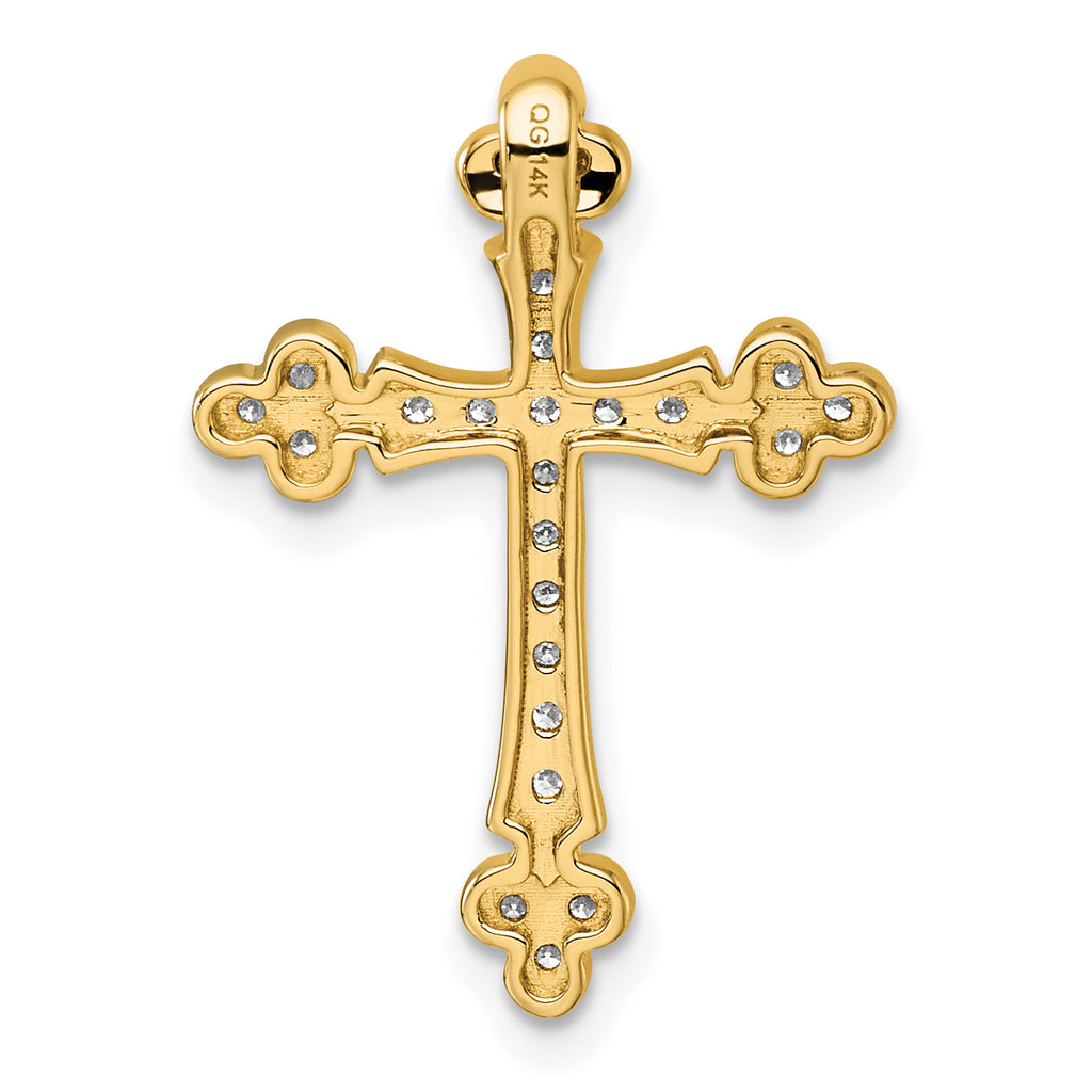 Budded Cross Diamond Slide Pendant in 14K Yellow Gold, 25mm (1/3 ct. tw.) - Sophia Jewelers